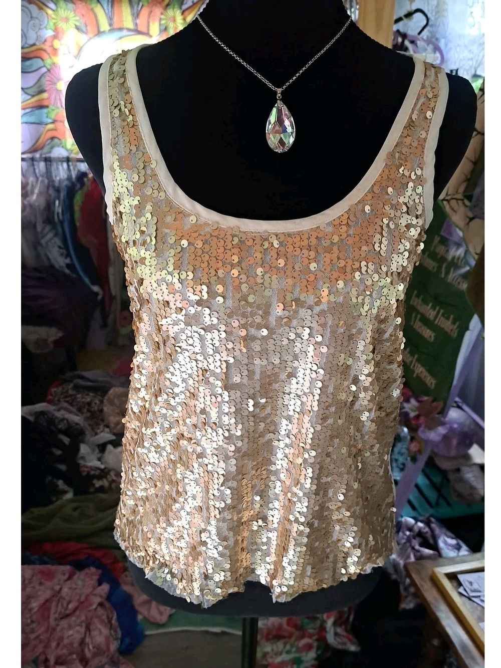 Golden Stardust Sequin Tie-Back Top – Kirra XS
